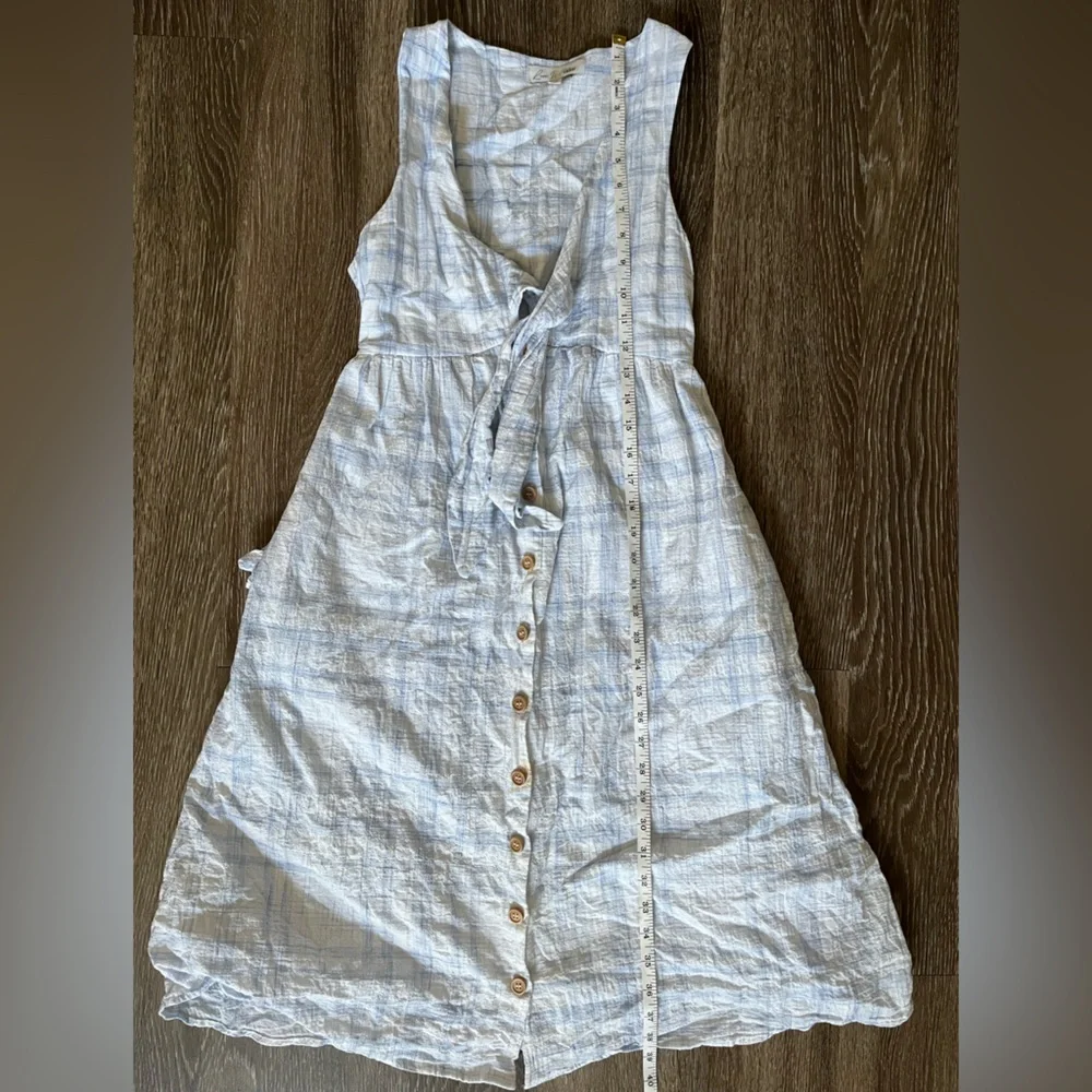 Love, white size xsmall blue plaid tie front dress - Picture 2 of 11